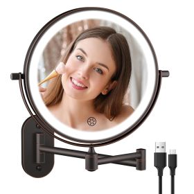 5000mAh Rechargeable Wall Mounted Lighted Makeup Vanity Mirror Double Sided 1X 30X Magnifying Bathroom Mirror, 3 Color Lighting, Touch Dimming