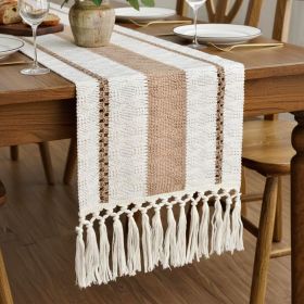 Boho Table Runner for Holiday Spring Home Decor with Tassels 72 Inches Long Pottery barn Furniture Farmhouse Rustic Macrame Burlap Table Decorati