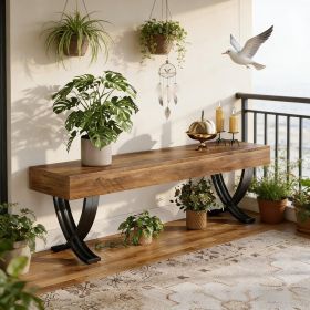 Entryway Bench, Industrial End of Bed Stool with Metal X-Shaped Legs