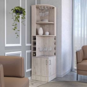 Bar Cabinet Paprika, 8 Wine Cubbies, Double Door, Light Gray Finish