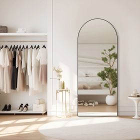71 Inch x 26 Inch Arched Full Length Mirror, Aluminum Alloy Frame Ensures Stability, Standing Design For Bedroom, Black (Option: Style 1)