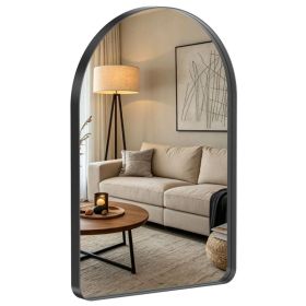 Arched Wall Mirror For Bathroom Over Sink, Arched Rounded Rectangle, Modern Vanity Mirror With Matte Metal Deep Frame, For Home Decor, Living Roo (Option: Black  2030)
